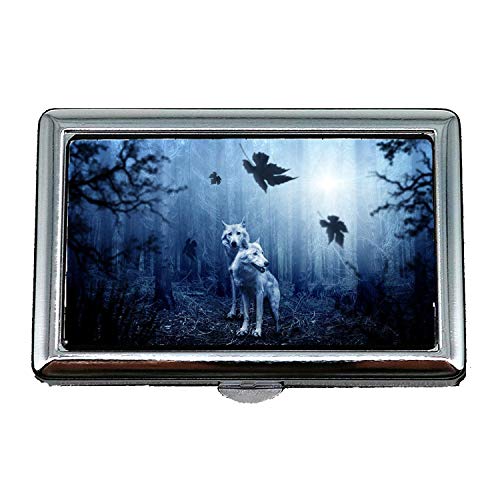 Zigarettenspitze Case, Wolf Forest Herbst Dark Predator Tierjäger, Visitenkartenetui Visitenkartenetui Edelstahl von YENDOSTEEN