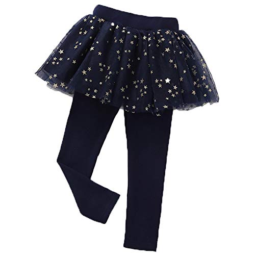 Fußlose Leggings für kleine Mädchen mit Tutu-Rüschen-Twinkle-Star-Rock Stretch-Baumwoll-Hosenrock (Blau, 2J) von Yao