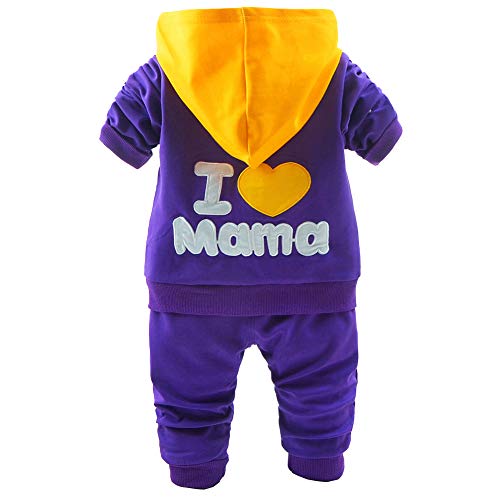 Yao 6M- 4J Baby Mädchen 3-teilige Sets langarm T-Shirt und Reißverschlussjacke mit Hüten und niedlichen Mustern und Hose(Violett, 3-4 Jahre) von Yao