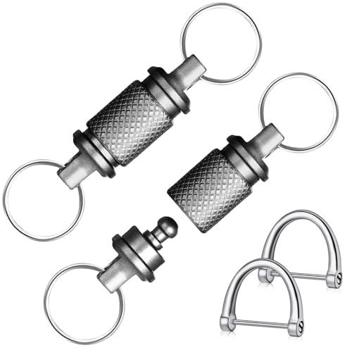 Yaocom 2 Stück Titan-Schnellspanner-Schlüsselanhänger mit Drehgelenk, abnehmbarer Schlüsselanhänger, Autoschlüsselhalter mit 4 Edelstahl-Schlüsselringen und 2 D-Ringen aus Zinklegierung für Herren Yaocom 2 Stück Titan-Schnellspanner-Schlüsselanhänger mit Drehgelenk, abnehmbarer Schlüsselanhänger, Autoschlüsselhalter mit 4 Edelstahl-Schlüsselringen und 2 D-Ringen aus Zinklegierung für Herren von Yaocom