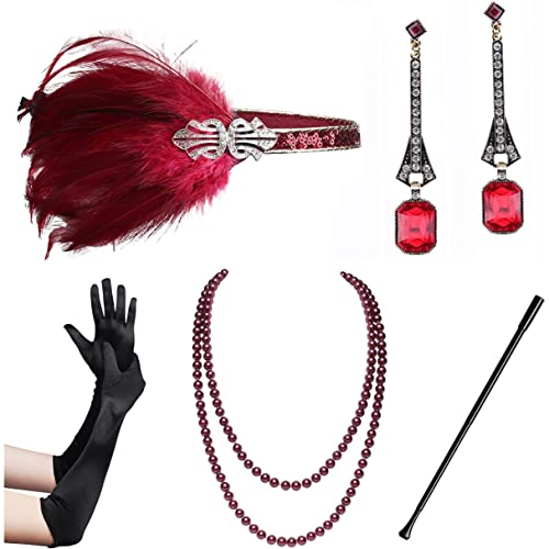 1920er Jahre Flapperzubehör Set Kostümzubehör 20S Flapper Stirnband Perlen Halskette Handschern Halter, 1 1920er Jahre Flapperzubehör Set Kostümzubehör 20S Flapper Stirnband Perlen Halskette Handschern Halter, 1 von Yaoliucp