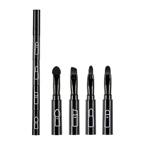 1pc 4 in 1 Premium abtrennbare Pinsel Multitionen Kosmetische Make-up-Pinsel Lippenbürste Lidschatten Pinsel Augenbrauen-Pinsel Tragbares Reise-Make-up-Pinsel-Kit (Schwarz), einziehbarer Make-up-Pins von Yaoliucp
