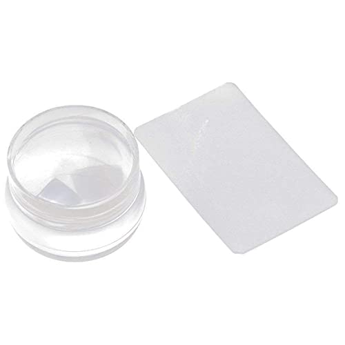 Klarer Jelly Nail Art Stamper und Schaber transparenter Silikonnagelkunst-Stempelvorlage mit Cap Manicure Nagelpflegewerkzeug-1Set, Silikonnagelkunst-Stempel Set von Yaoliucp