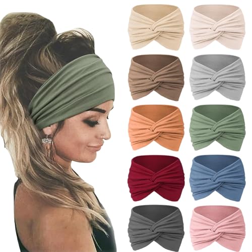 Stirnbänder für Frauen | 10pcs breites Stirnbänder für Frauen, weiche dehnbare Turban-Stirnband-Haarbänder mit verdrehten Knoten nicht Rutsch, 10 Farben Stoffstoffbänder für sauberes Gesichts-Make-up Stirnbänder für Frauen | 10pcs breites Stirnbänder für Frauen, weiche dehnbare Turban-Stirnband-Haarbänder mit verdrehten Knoten nicht Rutsch, 10 Farben Stoffstoffbänder für sauberes Gesichts-Make-up von Yaoliucp