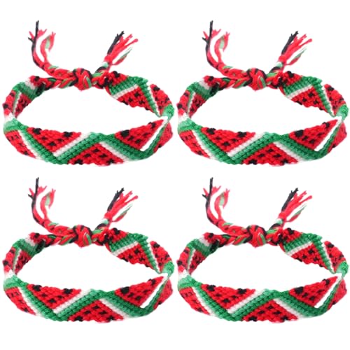 Yaoliucp Palästina -Armband 4pcs einstellbar 5,5 x 0,5 Zoll geflochtenes gewebtes Armband mit Quasten dekoratives Palästina -Armband für Erwachsene Kinder, geflochtene Armbänder von Yaoliucp