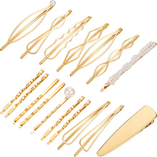 Yaomiao 17 Stück Goldenes Haarnadel Set Geometrische Haarspangen Metall Gold Dekorativer Haarschmuck Haarklammer Accessoires für Frauen Hochzeit Party von Yaomiao
