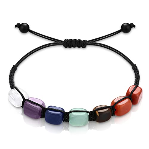 Yaomiao 7 Chakren Healing Kristalle Armband Natürliche Edelsteine Reiki Stein Angst Perlenarmband Verstellbare Heilsteine Armreif Quarz Schmuck für Damen Herren Yoga Meditation Yaomiao 7 Chakren Healing Kristalle Armband Natürliche Edelsteine Reiki Stein Angst Perlenarmband Verstellbare Heilsteine Armreif Quarz Schmuck für Damen Herren Yoga Meditation von Yaomiao