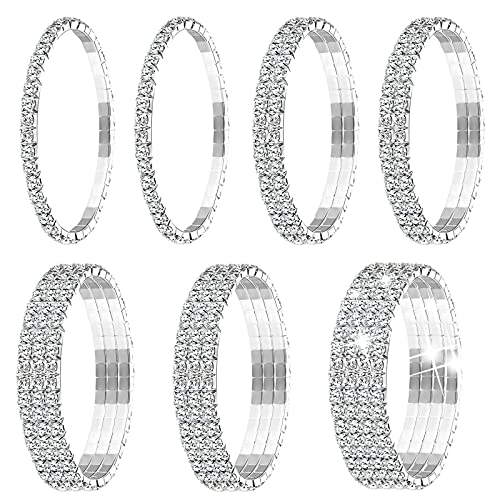 7 Stücke Strass Stretch Armband Tennis Armreif Silber Stapelbar Strass Armband Hochzeit Schmuck für Frauen Braut Mädchen 7 Stücke Strass Stretch Armband Tennis Armreif Silber Stapelbar Strass Armband Hochzeit Schmuck für Frauen Braut Mädchen von Yaomiao