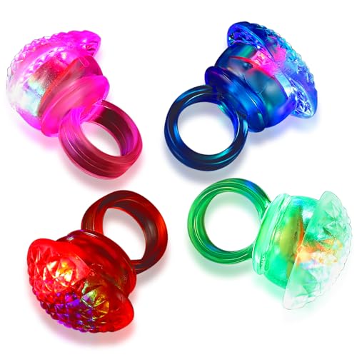 Yaomiao 4 Stück Leucht Ringe im Dunkeln Leuchtende Ringe Bunte LED Leucht Ringe Höckeriger Gelee Gummi Neuheit Ringe Fingerlichter für Kinder Erwachsene Leuchten Party Konzerte Mitgebsel (Herz) von Yaomiao