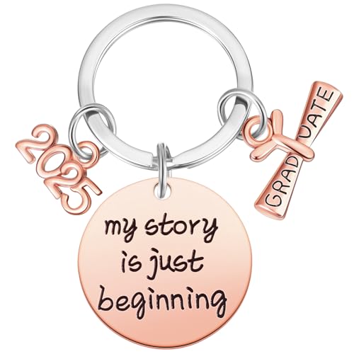 Yaomiao Abschluss Schlüsselanhänger für Class of 2025 Graduierung Inspirierendes Schlüsselringe für 2025 Schulabschluss Schlüsselbund Glückwunsch Geschenkideen Absolventen Mitgebsel(Rose Gold) von Yaomiao