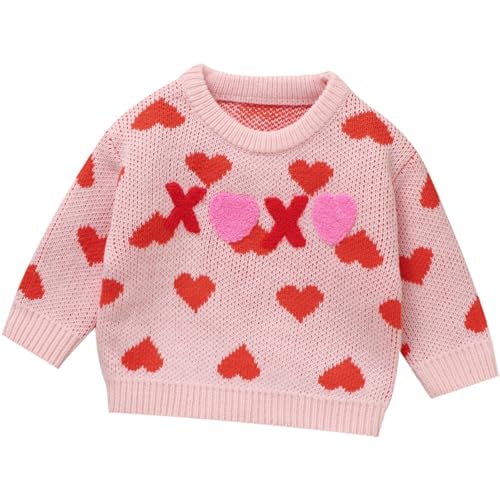 Yaopelky Baby Mädchen Pullover Herz Stricken Pullover Kleinkind Kleidung für Mädchen Pullover Sweatshirt Warm Crewneck Langarm Tops von Yaopelky