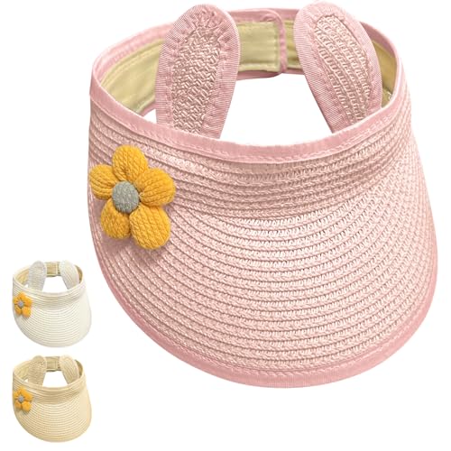 Yaopelky Baby Mädchen Roll-up Strohhut Kleinkind niedliche Blume Open Top Visor Hut Sommer Strand Sonnenschutz Kappe einstellbar von Yaopelky