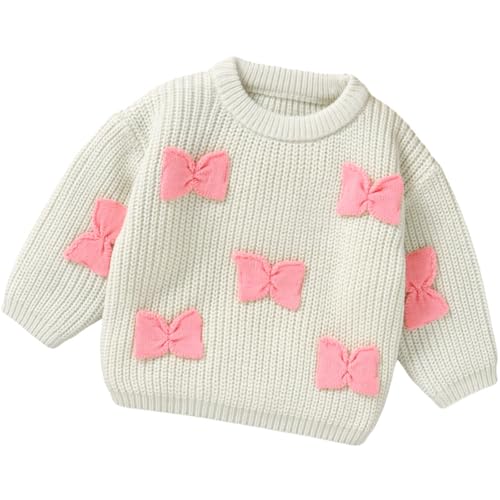 Yaopelky Baby Mädchen Strickpullover Nette Schleife Pullover Pullover Pullover für Kleinkind Mädchen Warme Rundhals-Oberteile mit Langen Ärmeln Yaopelky Baby Mädchen Strickpullover Nette Schleife Pullover Pullover Pullover für Kleinkind Mädchen Warme Rundhals-Oberteile mit Langen Ärmeln von Yaopelky