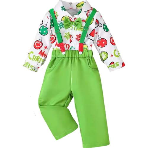 Yaopelky Kleinkind Junge Weihnachten Kleidung Jungen Kleid Kleidung Kind Anzug Hemd mit Fliege Hosenträger Pant Set Gentleman Outfits von Yaopelky