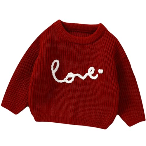 Yaopelky Kleinkind Mädchen Pullover Säugling Stickerei Brief Stricken Tops Crewneck Langarm Herbst Winter Kleidung von Yaopelky