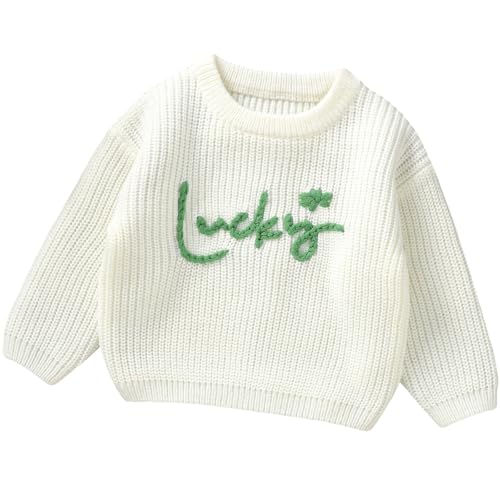 Yaopelky Kleinkind Mädchen Pullover Säugling Stickerei Brief Stricken Tops Crewneck Langarm Herbst Winter Kleidung von Yaopelky