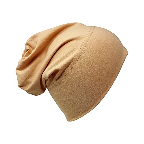 Haube Baumwolle Bandana Hijab Kopf Schlafmütze unter Schal Knochen Kopftuch Turban Stretchy Beanie Krebs Haar Abdeckung Schutz Patienten Pflege Hut, beige, Einheitsgröße von Yaqeen