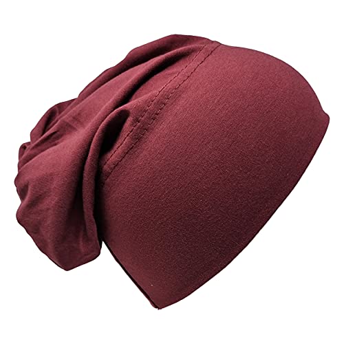 Haube Baumwolle Bandana Hijab Kopf Schlafmütze unter Schal Knochen Kopftuch Turban Stretchy Beanie Krebs Haar Abdeckung Schutz Patienten Pflege Hut, burgunderfarben, Einheitsgröße von Yaqeen