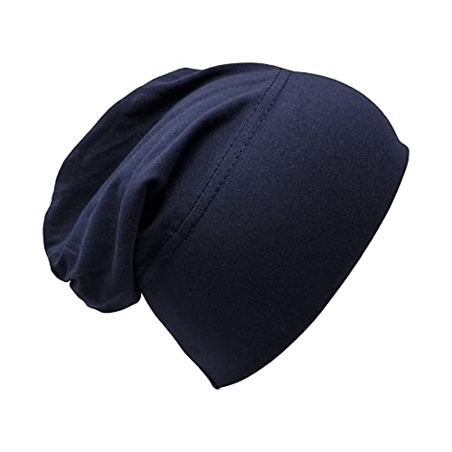 Haube Baumwolle Bandana Hijab Kopf Schlafmütze unter Schal Knochen Kopftuch Turban Stretchy Beanie Krebs Haar Abdeckung Schutz Patienten Pflege Hut, navy, Einheitsgröße von Yaqeen