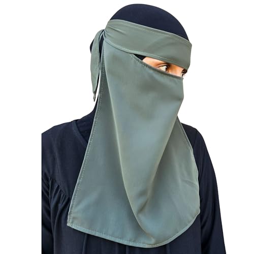 Hijab Niqab Gesichtsschleier Jilbab Abaya Khimar Kopftuch Einteiler Islamischer Schal Ideal Madrassa Moschee Ramadan Eid Hochzeit Alltag, khaki, Einheitsgröße von Yaqeen