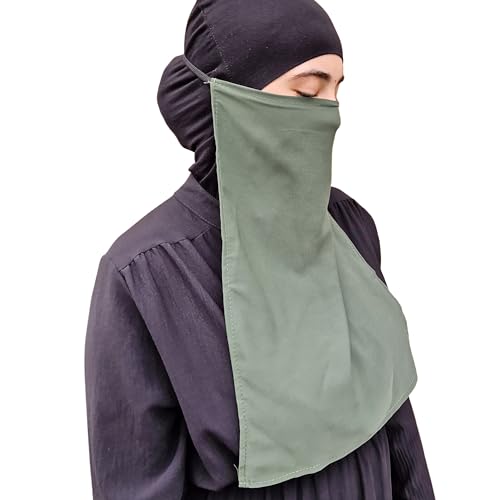 Niqab Gesichtsschleier Jilbab Abaya Khimar Kopftuch Einteiler Islamischer Schal Ideal Madrassa Moschee Ramadan Eid Hochzeit Alltag, khaki, Einheitsgröße von Yaqeen