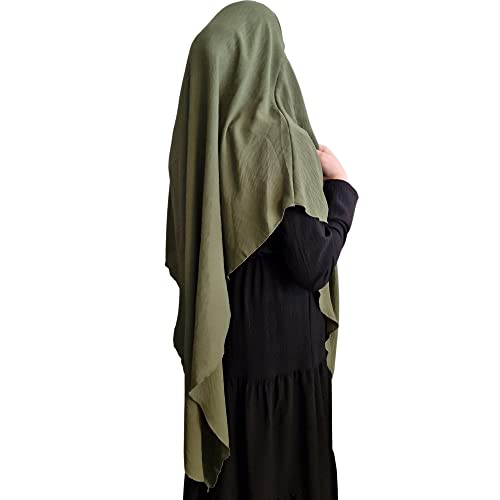 Yaqeen Khimar Dreieck Lange Hijab für Muslimah ein Stück Weiche Kreppstoff Kopftuch Material Chadors Arabien Islamische Gebetskleid Muslimische Schals Körperabdeckung, khaki, One size von Yaqeen