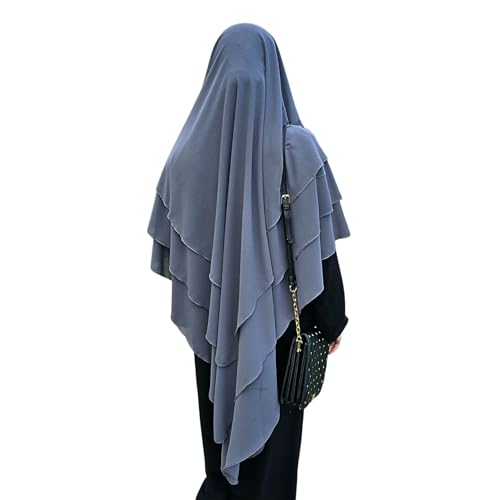 Yaqeen 3 lagiger XL chiffon Khimar blickdicht Hijab Kopftuch Jilbab Muslima Gebet (dunkelgrau) von Yaqeen