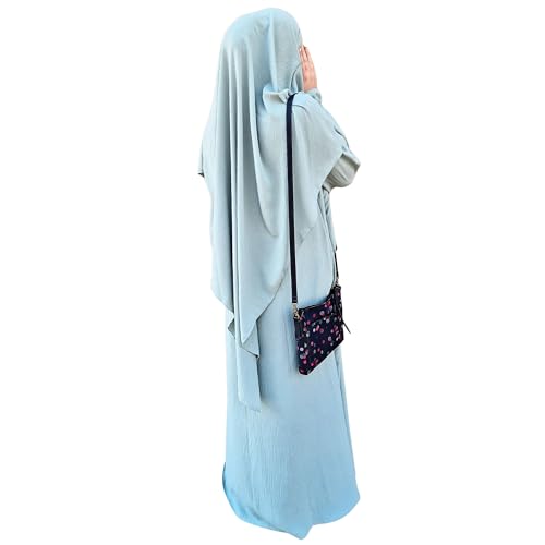 Yaqeen Abaya + Khimar Diamant-Diamant-Dreieck-Schliff-Set, langer Hijab-Muslim-Schal, Jilbab-Muslimisches Maxikleid Gebetskleid, mintgrün, Onesize ( UK size 6 - 12 ) von Yaqeen