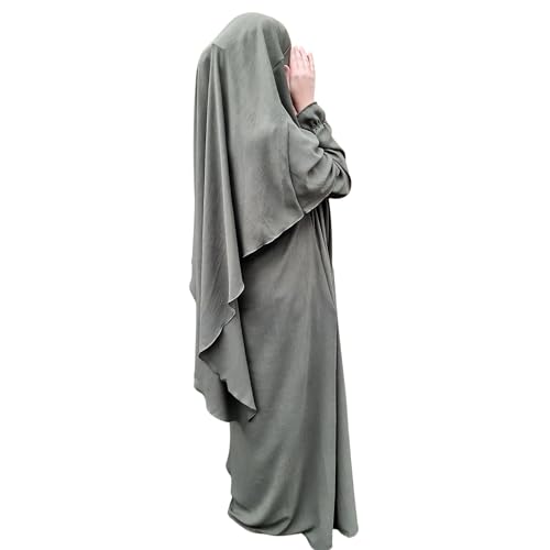 Yaqeen Abaya + Khimar Diamant Diamant Dreieck Schnitt Set Lange Hijab Muslimah Schal Jilbab Muslim Maxi Kleid Gebet Kleid, khaki, Onesize ( UK size 6 - 12 ) von Yaqeen