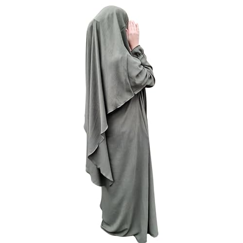Yaqeen Abaya + Khimar Jazz Diamant Dreieck Schnitt Hijab Muslimah Schal Jilbab Muslim Maxi Kleid Gebet Kleid, khaki, von Yaqeen