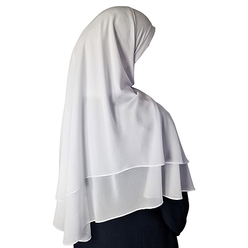 Yaqeen Hijab Kurzer Chiffon-Khimar, 2-lagig, Diamantschliff, Dreieck, Hijab, Muslimischer Schal, Kopftuch, Chadors, Arabien, islamisches Gebetskleid, muslimische Schals, weiß, Einheitsgröße Yaqeen Hijab Kurzer Chiffon-Khimar, 2-lagig, Diamantschliff, Dreieck, Hijab, Muslimischer Schal, Kopftuch, Chadors, Arabien, islamisches Gebetskleid, muslimische Schals, weiß, Einheitsgröße von Yaqeen