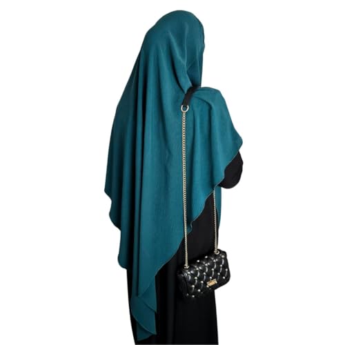 Yaqeen Khimar Hijab für Muslima – Jazz Stoff, weich & dehnbar – Dreieck Kopftuch, blickdicht, atmungsaktiv – Sofort tragbar ohne Nadeln – Gebetskopftuch, smnaragdgrün von Yaqeen