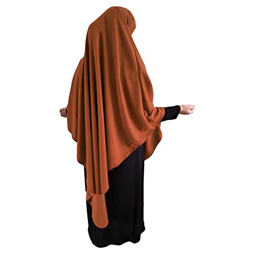 Yaqeen XL Khimar Dreieck Lange Hijab für Muslimah ein Stück Weiche Kreppstoff Kopftuch Material Chadors Arabien Islamische Gebet Kleid Muslimische Schals Körper Abdeckung, caramel, One size von Yaqeen