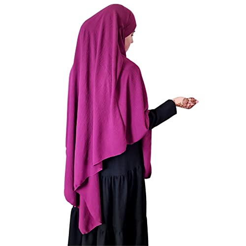 Yaqeen XL Khimar Dreieck Lang Hijab für Muslimah Einteiler Weicher Kreppstoff Kopftuch Material Chadors Arabien Islamisches Gebetskleid Muslimische Schals Körperabdeckung, orchidee, One size von Yaqeen