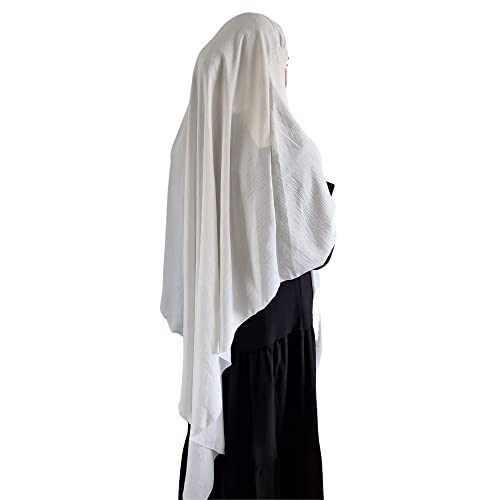 Yaqeen XL Khimar Dreieck Jazz Hijab für Muslima Kopftuch islamisches Gebetskopftuch, weiss von Yaqeen