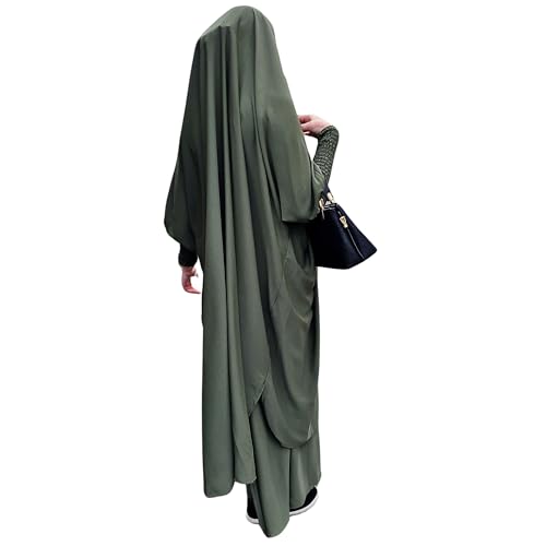 Zweiteiliges Jilbab-Set (Rock + Khimar) mit dehnbaren Baumwoll-Bündchen, Einheitsgröße, ideal für den täglichen Gebrauch, Hajj Umrah Gr. Einheitsgröße, khaki von Yaqeen