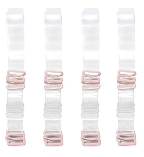 BH-Träger Unsichtbarer Rutschfester Verstellbarer Clear Bra Straps Weicher Transparenter Schultergurt, 4 Paar von YarBar