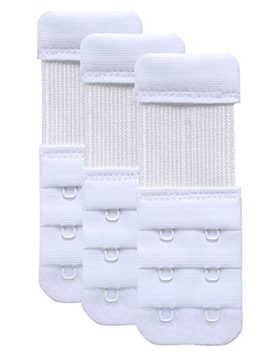 BH Verlängerung 2 Haken Bra Extender 2 Hook Elastisch Sanft Komfortabel BH-Träger Verlängerung, 3 Stück (Weiß,1/2 Zoll(1,27cm) Hakenabstand) von YarBar