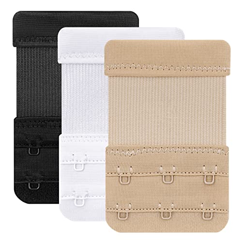 YarBar BH Verlängerung Erweiterung 3 Haken und 2 Haken Bra Extender BH Verlängerer mit Elastisch Band Weich Gurt Komfortabel (3 Reihe, 3 Haken, 3 Stück, 3 Haken 3/4 inch(1.9cm)) von YarBar