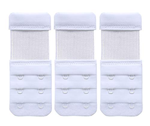 YarBar BH Verlängerung Erweiterung 3 Haken und 2 Haken Bra Extender BH Verlängerer mit Elastisch Band Weich Gurt Komfortabel (3 Reihe, 3 Haken, Wei?) von YarBar