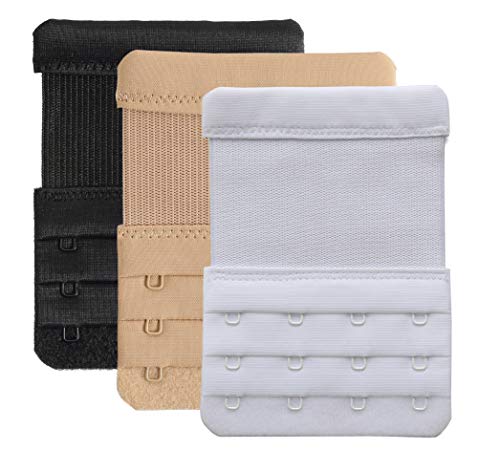 YarBar BH Verlängerung 4 Haken BH Verlängerer 4 Hook Bra Extenders Sanft Komfortabel, 3 Stück von YarBar