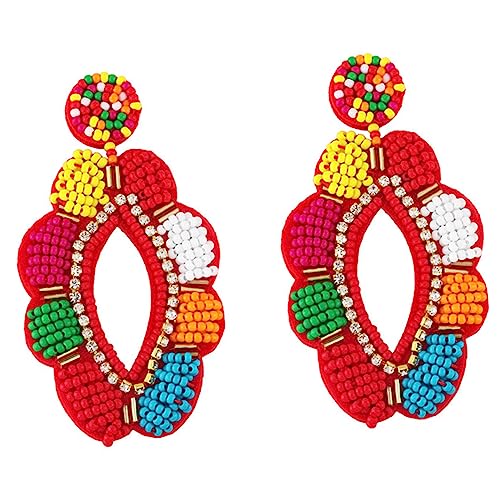 Yardenfun Perlenohrringe Baumelnde Blumenohrringe für Frauen Handgefertigte Tropfenohrringe mit Perlen für Strandfestivals und Besondere Anlässe von Yardenfun