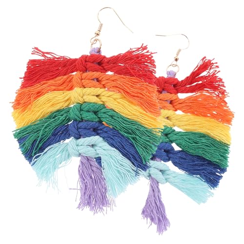 Yardenfun 1 Paar Bohemian Quaste Ohrringe Damen Handgefertigte Regenbogen Ohrhänger Leicht Partys Trendiger Schmuck für Frauen Teenager von Yardenfun