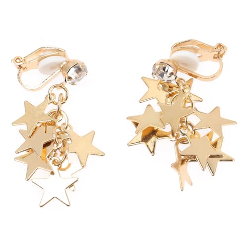 Yardenfun 1 Paar Damen Ohrclips mit Sternen Design Goldene Ear Nicht Durchbohrende Ohrringe für Besondere Anlässe Modeschmuck für Frauen von Yardenfun