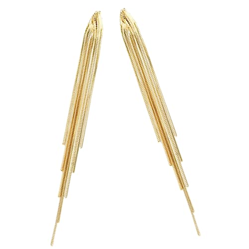 Yardenfun 1 Paar Goldene Dangle Ohrhänger mit Quasten für Frauen Stilvolle Lange Ohrringe Leicht für Besondere Anlässe von Yardenfun