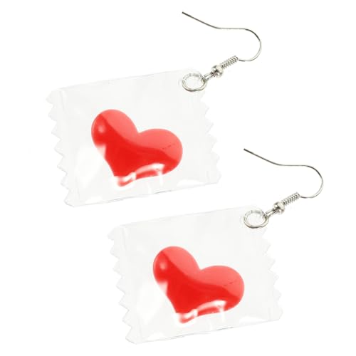 Yardenfun 1 Paar Hübsche Herz Candy Ohrhänger für Teenager Frauen Leichte Trendige Statement Ohrringe mit Einzigartigem Design für Verschiedene Outfits Langlebig von Yardenfun