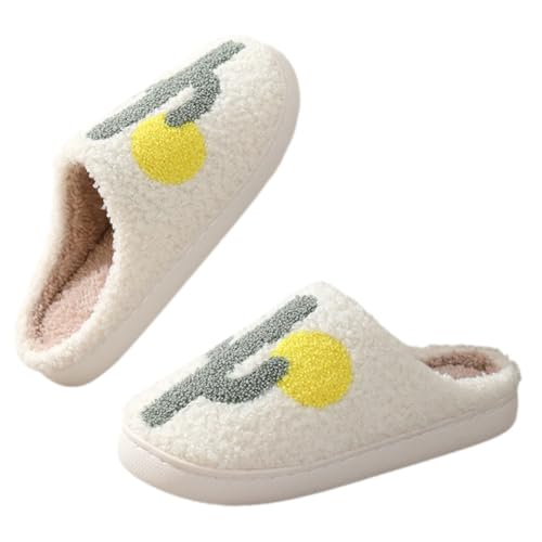 Yardenfun Plüsch Hausschuhe Für Damen Warme Flauschige Hausschuhe Mit Kaktusmuster Für Drinnen Und Draußen von Yardenfun