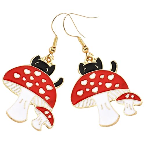 Yardenfun 1 Paar Mushroom Ohrringe für Frauen Niedliche Katzen Design Dangle Ohrringe Leicht Elegant für Besondere Anlässe Wie Hochzeiten Geburtstagsfeiern Perfektes für Freundinnen Töchter von Yardenfun