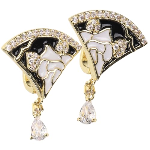 Yardenfun 1 Paar Vintage Fan Ohrringe für Frauen Handgefertigte Ohrstecker Leicht Allergiefrei für Partys zu Weihnachten Neujahr von Yardenfun