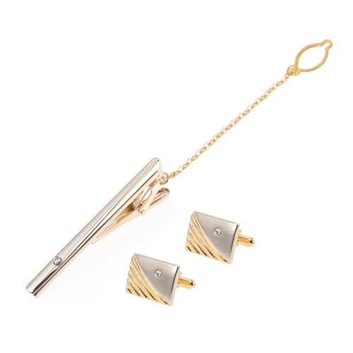 Yardenfun 1 Satz Goldene Manschettenknöpfe Krawattenklammer für Herren Elegantes Design mit Strahlendem für Business Meetings Hochzeiten Formelle Anlässe von Yardenfun